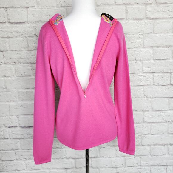Ralph Lauren Black Label Embroidered Pink V-Neck Cashmere Sweater Size M - Picture 11 of 14